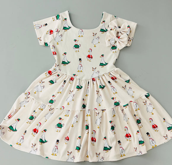 8/9t Christmas Goose Rosette Dress (RTS)