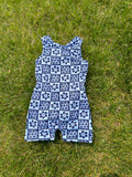 Floral checker romper